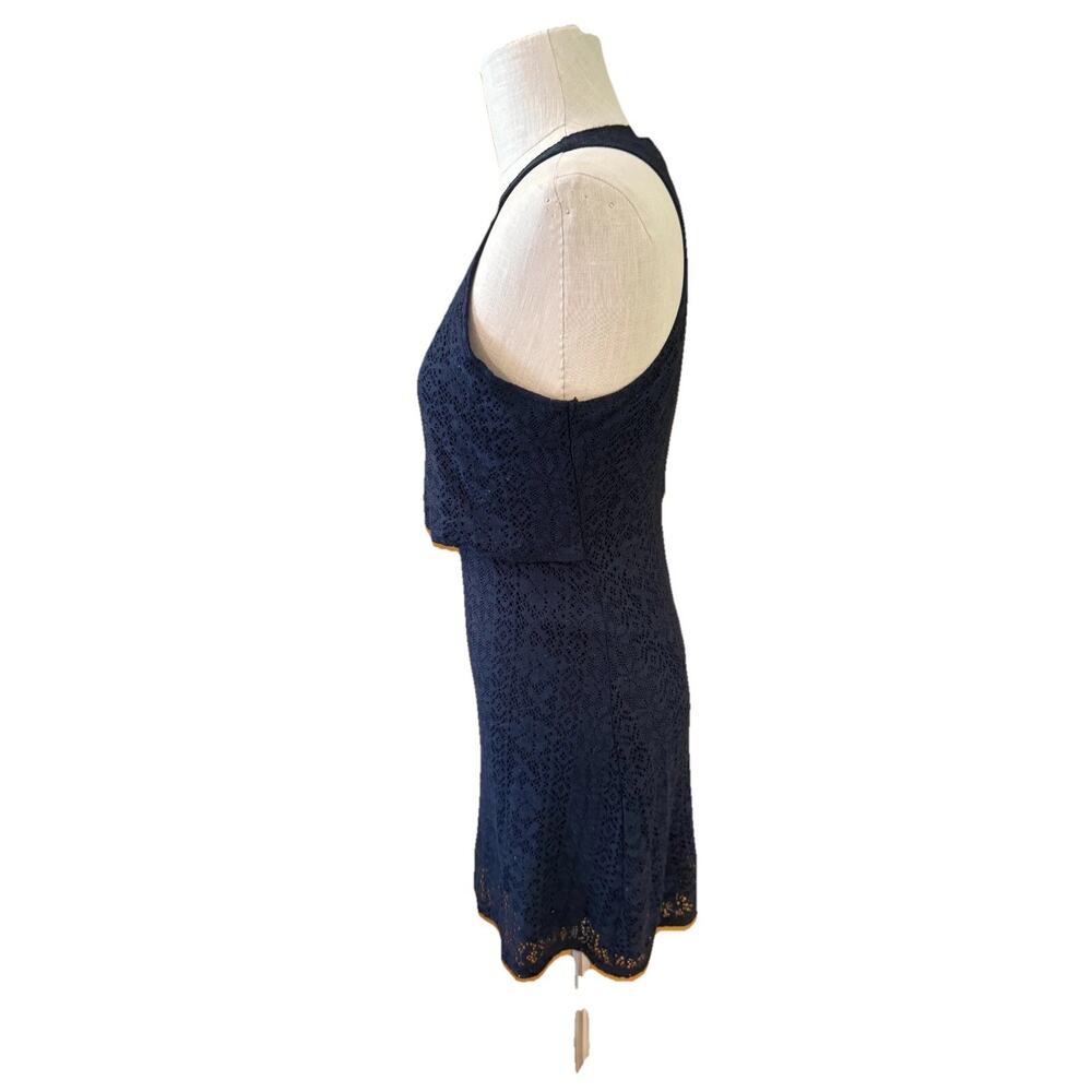 Abercrombie & Fitch Shift Dress Women Small Black Lace Eyelet Sleeveless Zipper - Picture 5 of 6